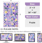 DUKINO 3x5 Area Rugs, Non Slip Floral Washable Rug for Bedroom, Purple - Image 2