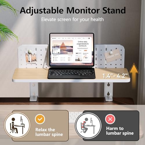 Clamp on Desk Extender Shelf, 22" Desk Riser with Pegboard - Image 3