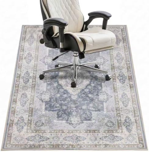 Office Chair Mat - for Hardwood Floors, Large Non-Slip Easy-Clean Floor Protection Blanket (Blue, “60 x 48in”) by Riveroy