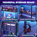 Aheaplus 59" L Shaped Desk Gaming Desk with LED Light & Power Outlet - Image 4