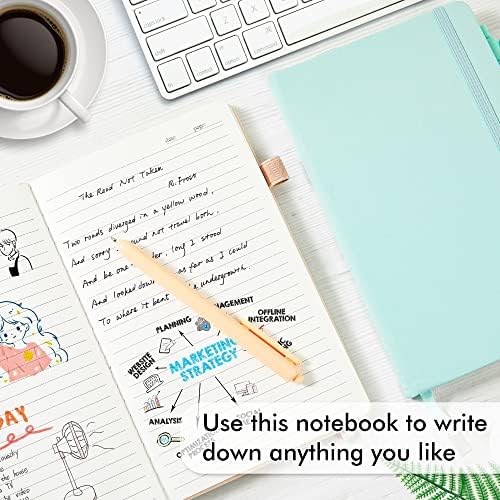 feela 5 Pack Notebooks Journals Bulk, Hardcover Classic Ruled Lined Journals with Pen Holder for Women Girls School Business Supplies, with 5 Black Pens, 120 GSM, 5.1”x8.3”, A5, Mild Colors - Image 4