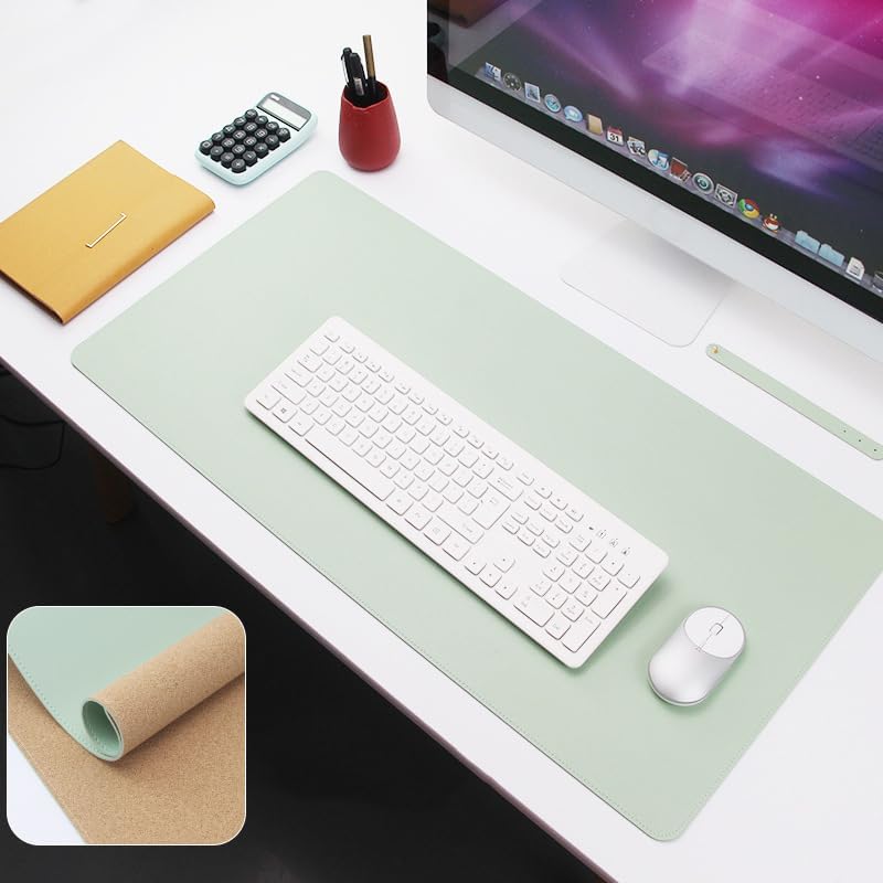 Ruby Lil Natural Cork Large Desk Blotter Protector,Waterproof Office Desk Pad with Stitched Edge,LightGreen,140x70cm by RubyLil
