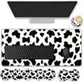 Mouse Pad Set,(31.5×11.8 in) Desk Pad + Keyboard Wrist Rest Support + Mouse Wrist Rest + Coaster for Office,Home,Computer,Laptop - 4 Cute Cow Pattern by FGDRFGRW