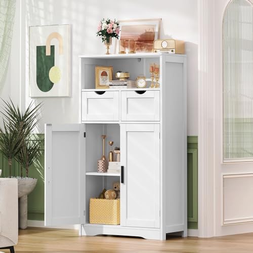 Iwell Bathroom Storage Cabinet with 2 Drawers, Small Kitchen Pantry Cabinet - Image 2