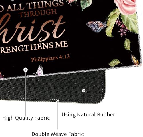 4 in 1 Mouse Pad Combo, Large Gaming Mouse Pad + Keyboard Wrist Support + Mouse Wrist Rest + Coaster, Table Pad with Stitched Edge Ergonomic Wrist Pad Set, Philippians 4-13 Flowers - Image 5