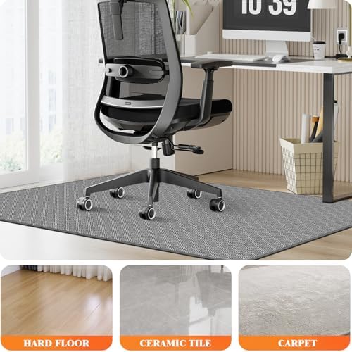 KMAT Office Chair Mat, 46x60in Heavy Duty Hardwood/Tile Floor Protector, Floor Mat Computer Desk Mat for Rolling Chairs, Work, Study, Office, Grey - Image 6