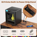 3D Printer Table with Storage, Heavy Duty Metal 3D Printer Stand with Filament Storage Drawer & Power Hub, Large Capacity 3D Printer Desk for Workshop, Studio & Home Office(Brown) - Image 3