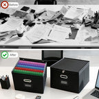 4 Pack File Organizer Boxes with Lids, Collapsible Document Storage Bin with Mesh Pockets & Zipper, Fits Letter/Legal Size Folders for Home Office Classroom Organization (Black, No Folders) - Image 6