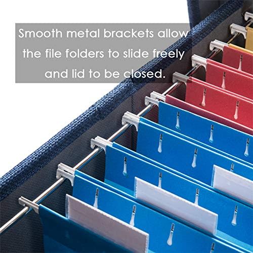 PRANDOM File Organizer Box - Set of 4 Collapsible Decorative Linen Filing Storage Hanging File Folders with Lids Office Cabinet Letter/Legal Size Navy Blue 17.1x14x11.1 inch - Image 5