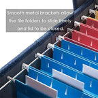 PRANDOM File Organizer Box - Set of 4 Collapsible Decorative Linen Filing Storage Hanging File Folders with Lids Office Cabinet Letter Size Navy Blue (14x9.3x10.8 inch) - Image 4