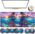 TGFEWYTJYJ Extended Gaming Mouse Pad,Memory Foam Ergonomic Keyboard Mouse Wrist Rest Support Set,Large Desk Mat with Stitched Edges,Non-Slip Base Mousepad Home Office,Dolphin Dream Underwater by GFEWYTJYJ