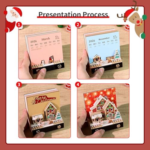 3D Calendar 2027,3D Desk Calendar 2027,Christmas Snow House Time Piece Calendar 2027,3D Memo Pad Creative Tear Away Weekly planner Carving Art Calendars Notepad,Christmas Gift,New Year's Gift,paper sculpture calendars (Christmas Snow House) - Image 6