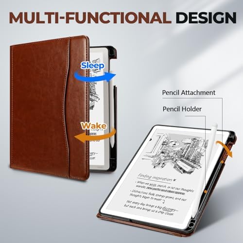E NET-CASE Case for 11" Kindle Scribe 3rd Generation 2025, Kindle Scribe Colorsoft, Multi-Viewing Stand Cover with Auto Sleep/Wake,Pen Holder for Scribe 11" 2025 Released (Brown) - Image 5