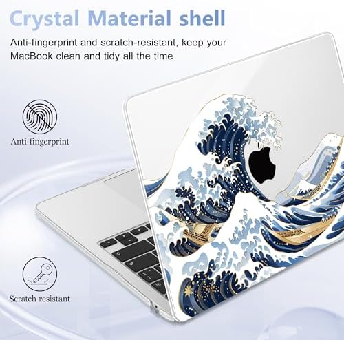 Case for 2026/2025/2024/2023 MacBook Air 15-inch Laptop Release M5 A3448 /M4 A3241 /M3 A3114 /M2 A2941, Stylish Protective Hard Shell Cover for MacBook Air 15.3 inch, Wave Illustration - Image 6