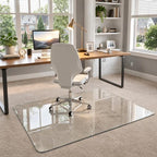 46"x55" Tempered Glass Office Chair Mat for Carpet & Hardwood Floor - Image 2