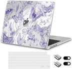 for New MacBook Air 13 inch Case 2026 M5 2025 M4 2024 M3 M2 Chip– Aesthetic Lightweight Cute Design Clear Hard Shell 6-in-1 Bundle with TPU Keyboard Cover & 2X OTG Adapters,Butterfly Purple by Loyrina