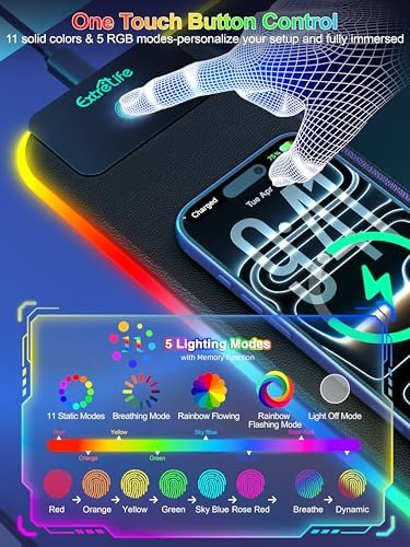 15W Wireless Charging RGB Gaming Mouse Pad with 20W Adapter, 31.5"x11.8" - Image 3