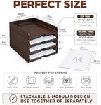 Solid Wood Stackable Letter Tray, 4-Tier Desk File Organizer for A4 Paper - Image 3