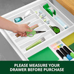 ROYAL CRAFT WOOD Luxury Bamboo Kitchen Drawer Organizer - Silverware Organizer - Utensil Holder and Cutlery Tray with Grooved Drawer Dividers for Flatware and Kitchen Utensils (7 Slot, White) - Image 3