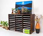 PAG-Mass Wood Literature Organizer Mail Sorter Student Mailbox for Classroom Desktop Bill Paper Holder for Office Home School, 27 Compartments, Antique Brown - Image 3