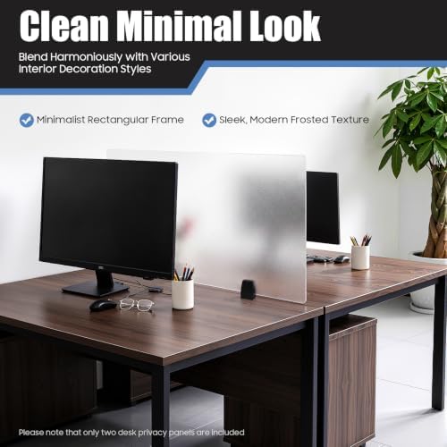 2 Pack Desk Privacy Panels & Dividers, 30x18 Inch Frosted Acrylic Sneeze Guard with Clamps, Office Cubicle Partitions & Countertop Shields for Privacy in Offices, Schools, Call Centers - Image 3