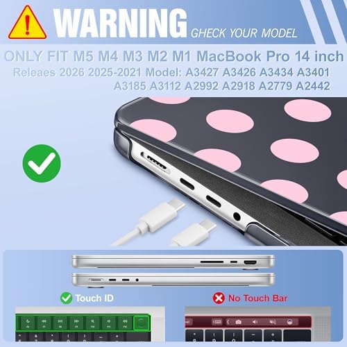 May Chen for 2026 MacBook Pro 14-inch M5 M4 M3 M2 M1 Pro/Max Chip, Release 2026 2025-2021, Model A3427 A3426 A3434 A3112 A3401 A3185, Plastic Hard Shell with Keyboard Cover, Pink Dots - Image 2