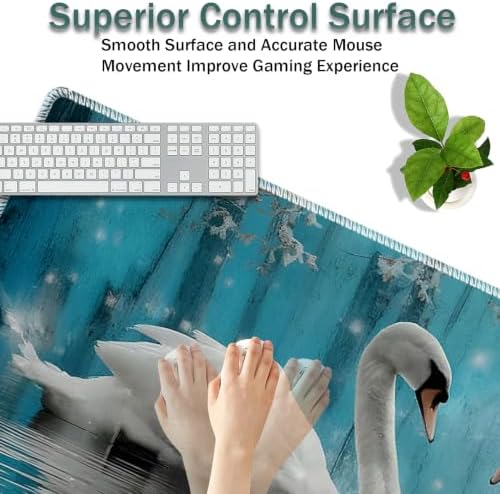 31.5"x 11.8" Oversized Gaming Mouse Pad Set, Ergonomic Keyboard and Mouse Wrist Rest + Cup Holder, Non-Slip Desktop Pad, Suitable for Home and Office Use, Two Swans - Image 4