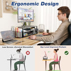 OPNICE Desk Organizers and Accessories, Computer Monitor Stand Riser with Drawer and 2 Pen Holders, Printer & Laptop Stand, Office Desk Accessories & Workspace Organizers for Home Office Supplies, Blue - Image 6