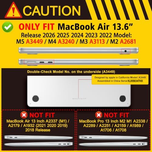 Mektron Case for 2026 MacBook Air 13-inch M5 Laptop A3449 with 13.6-inch Liquid Retina Display, 2025 2024 2022 M4/M3/M2 MacBook Air 13" Hard Shell Cover, Model A3240 A3113 A2681, Cute Elephant C341 - Image 2