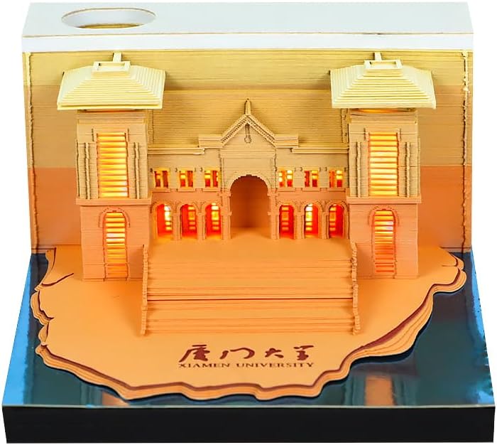 3D Memo Pad, 3D Calendar 2027, Time Piece Calendar, Tear-Off Calendars 2027, 3D Paper Carving Art Memo Pad, Art Carving Sticky Notes for Office Home Gifts Ornaments (Xiamen University) by JCSY