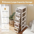 Giantex 5-Tier Rolling Storage Cart, Utility Cart with 5 Drawers & Lockable Wheels for School Art Craft Supplies, Plastic Organizer and Storage for Kitchen, Bedroom and Home Office - Image 5