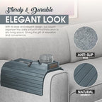 Bamboo Couch Cup Holder, 2 Cork Coasters, Anti-Slip Foldable Couch Arm Tray - Image 6