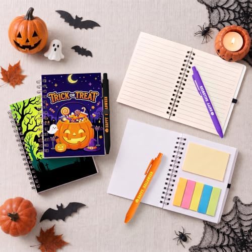 Halloween Notebooks with Pens Bulk, 24 Sets, 5.5 x 4.7 In, Neon - Image 2