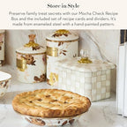 MACKENZIE-CHILDS Enamel Recipe Box, Brown-and-White Mocha Check - Image 2