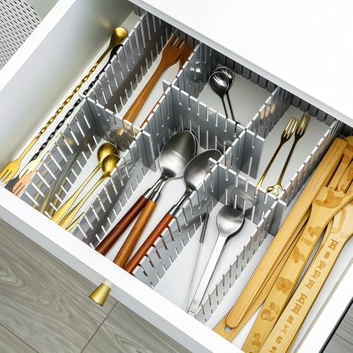 Blosssound 15 Pcs 5.12 Tall Drawer Divider Adjustable Drawer Organizer,Grey - Image 5