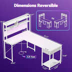 Apicizon L Shaped Gaming Desk 53" with Hutch, LED Light and Drawer - Image 3
