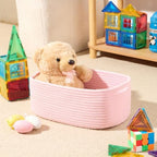 MiniArk Small Storage Baskets for Organizing | Closet Organizer Bins | Shelf Toy Basket | Woven Rope Baskets | Cube Decorative Box | Shallow Basket | 13x8.5x5.1” | 4 Packs Light Pink - Image 4