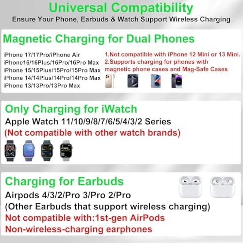 Dual Phone Foldable Wireless Charging Station for Apple, Couple&Family Use - Image 3