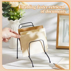 6 Pcs Metal Incline Desk Flip Organizer Rack Small Desktop File Folder Sorter 6 Compartment Wire Vertical Incline Magazine Holder for Mail Paper Book Magazine Filing Office Desk - Image 2