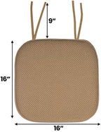 Sweet Home Collection Chair Cushion Memory Foam Pads with Ties Honeycomb Pattern Slip Non Skid Rubber Back Rounded Square 16" x 16" Seat Cover, 6 Pack, Taupe 6 Pack - Image 3