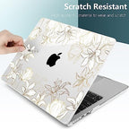 DONGKE for MacBook Air 13 Inch Case M5 2026 M4 2025 M3 M2 2024-2022 A3449 A3240 A3113 A2681, Plastic Hard Shell & Keyboard Cover & Screen Film for MacBook Air 13.6 Inch Case - Golden Floral - Image 3