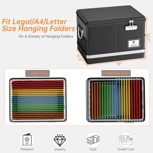 5200°F Fireproof Document Box, Foldable File Organizer with Lock - Image 4