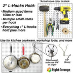 Steel Pegboard Hooks 50-Pack 2" + 4” L Hook, Black - Will Not Fall Out, Fits Any Peg Board - Organize Tools, Accessories, Workbench, Garage Storage, Kitchen, Crafts, Jewelry, Retail - Image 2