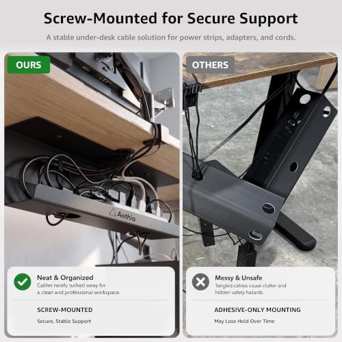 Aothia Under Desk Cable Management Tray, 2 Pack (16.5 in, Metal, Black) - Image 6