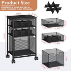 Sbanmao Rolling File Cart with 3 Drawers, File Cabinet with DIY Divider, Hanging Folder Holder Organizer with Wheels, Under Desk Storage Utility Cart, Printer Stand for Home Office, Black - Image 2