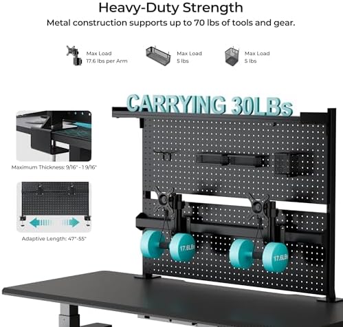 EUREKA ERGONOMIC Desk Pegboard Dual Monitor Stand 43x34 Black - Image 4
