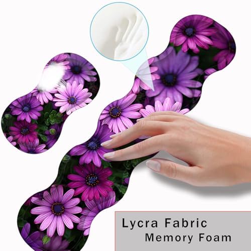 Keyboard Wrist Rest and Mouse Pad with Wrist Support Set Ergonomic Coaster,Memory Foam,Easy Typing Pain Relief,Large XL Desk Mat 31.5"x 11.8",African Daisy - Image 5