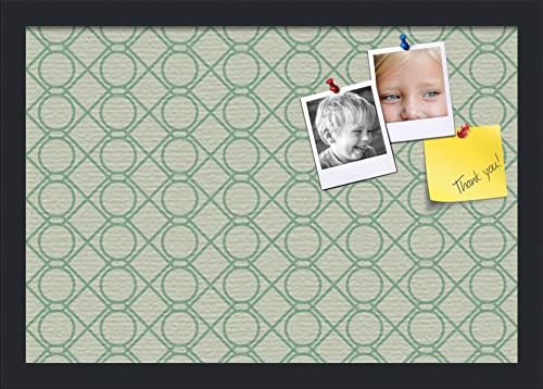 PinPix 19x13 inch Cork Bulletin Board. This Decorative Framed Pin Board Comes with Diamond Pattern in Green Design and Satin Black. Ideal for Home, Office Decor or School (PinPix-586) by PinPixBulletinBoards