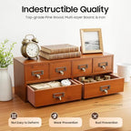 Compact Vintage Wood 6-Drawer Desktop Cabinet Organizer for Office Bedroom - Image 2