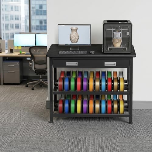3D Printer Stand with Filament Storage - Heavy Duty 3D Printer Table with Metal Drawer, 36 inch 3 Tier Metal 3 D Printing Desk for 3 D Printers, Black - Image 7